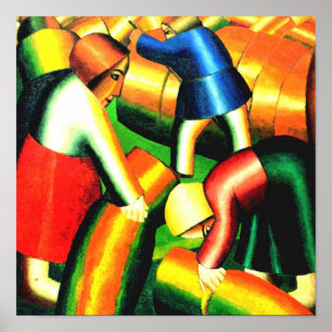 Poster Reprendre la récolte imprimer l'art russe vintage