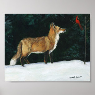 Poster Reproduction d'art faunique "Fox in Snow"
