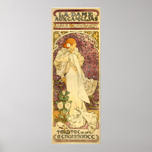 Poster Reproduction de l'affiche de Mucha : La Dame aux C