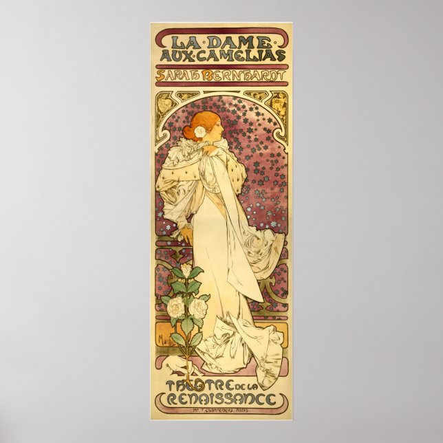 Poster Reproduction de l'affiche de Mucha : La Dame aux C (Devant)