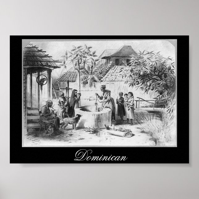 Poster République Dominicaine Ancienne Peinture vers 1871 (Devant)