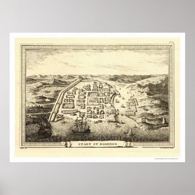 Poster République Dominicaine Carte par C.F. Fritzsch 175 (Devant)