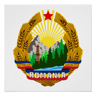 Poster République socialiste Roumanie emblème blason comm