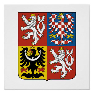 Poster république tchèque pays blason armoiries symbole e