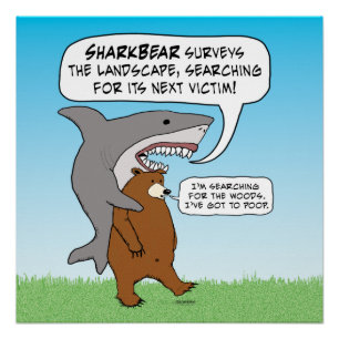 Poster Requin amusant et quête d'ours