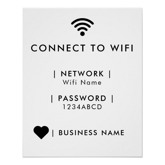 Poster Réseau Wi-Fi et mot de passe Business Retail (Devant)