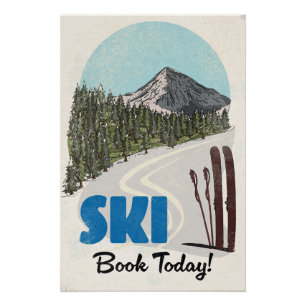 Poster Réservez Ski aujourd'hui art de ski vintage.