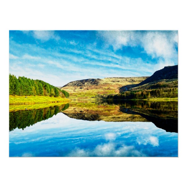 Poster Réservoir Dovestone en hiver (Devant)