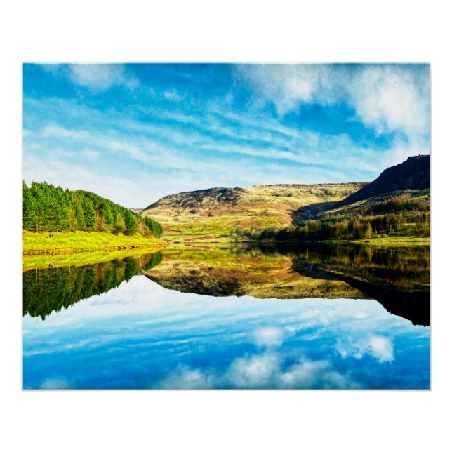 Poster Réservoir Dovestone en hiver (Devant)