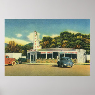 Poster Restaurant vintage, les années 50 Drive In Diner a