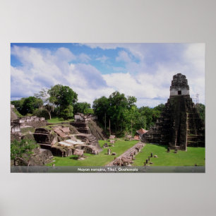 Poster restes mayas, Tikal, Guatemala