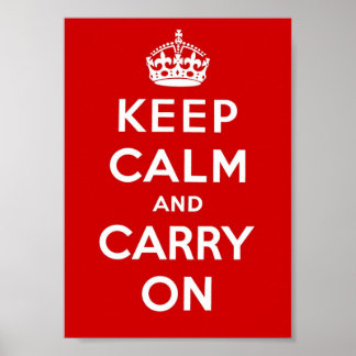 Poster Restez calme et continuez - Rouge