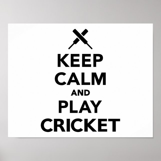 Poster Restez calme et jouez au cricket (Devant)