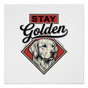 Poster Restez Retriever doré Vintage Chien Vector Design_