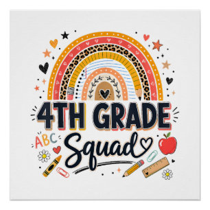 Poster Retour à l'école Arc-en-ciel 4ème Quatrième année 