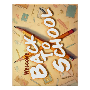 Poster Retour à l'école – Conception d'art au crayon