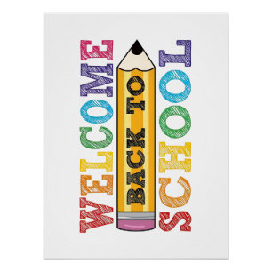 Poster Retour à l'école – Illustration de crayon