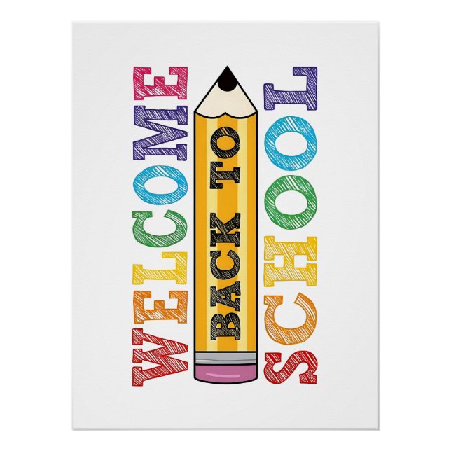 Poster Retour à l'école – Illustration de crayon (Devant)
