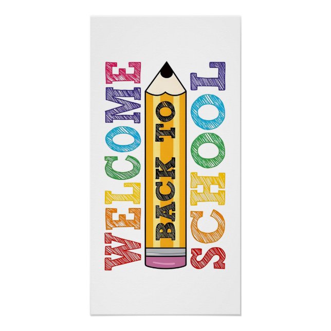 Poster Retour à l'école – Illustration de crayon (Devant)
