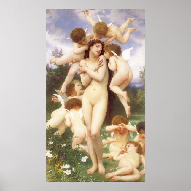 Poster Retour du printemps (Le Printemps) par Bouguereau (Devant)