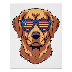 Poster Retriever doré drôle - Graphisme pour amateur de c