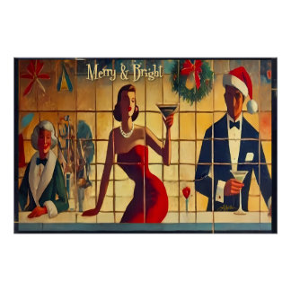 Poster Retro 50s Christmas Eve Bar Last Call Martini