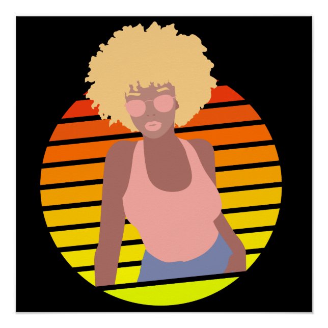 POSTER RETRO AFRO QUEEN - REINE AFRO-AMÉRICAINE (Devant)