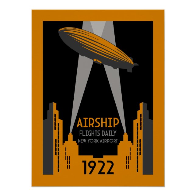 Poster Retro Airship Travel des années 1920 (Devant)