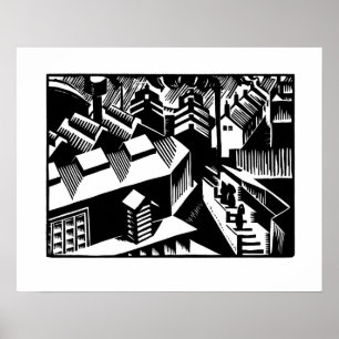 Poster Rétro art noir et blanc, Yorkshire