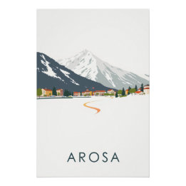 Poster Rétro Art Noveau Arosa Swiss Travel