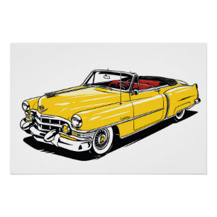 Poster Rétro Classique Cabriolet PopArt Latéral