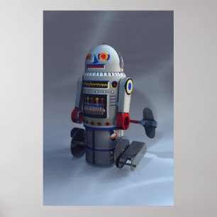Poster Rétro copie du numéro 7 de robot de jouet