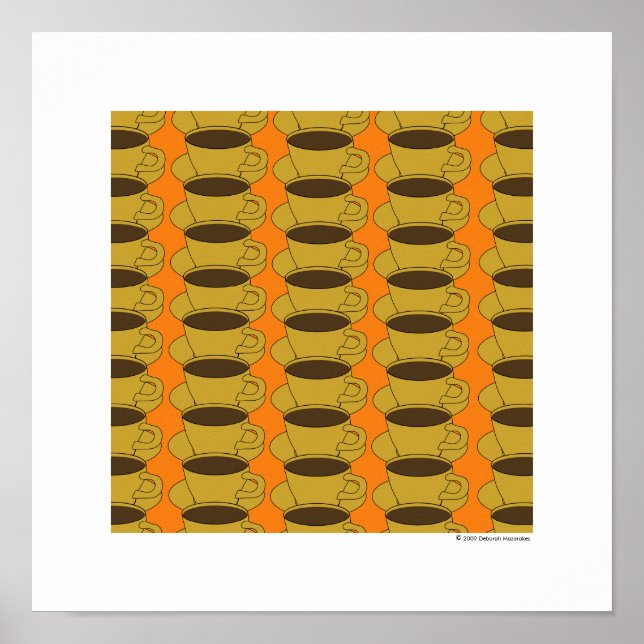 Poster Retro Cups Café Pop Art (Devant)