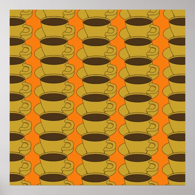 Poster Retro Cups Café Pop Art (Devant)