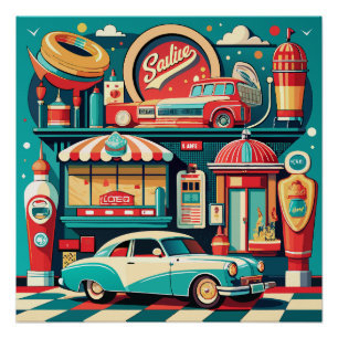 Poster Retro Diner Americana