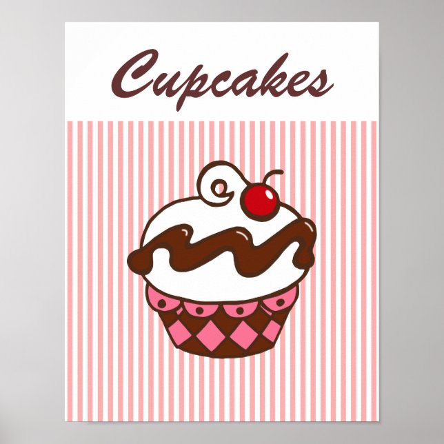 Poster Retro Diner Cupcake (Devant)