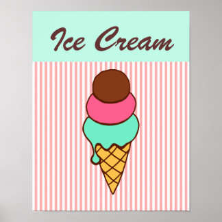 Poster Retro Diner Ice Cream Cone Wall Art Poster