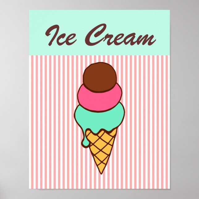 Poster Retro Diner Ice Cream Cone Wall Art Poster (Devant)