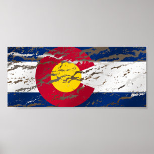 Poster Rétro drapeau vintage d'état du Colorado
