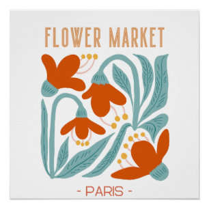 Poster Retro Flower Market Paris Wall Tapestry