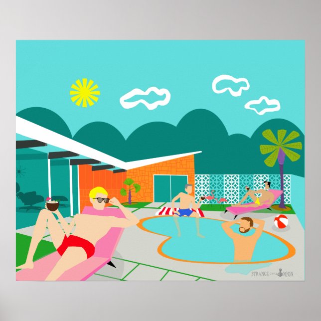 Poster Retro Gay Pool Party (Devant)