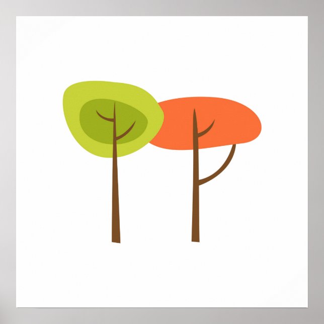 Poster Retro Green Orange Trees (Devant)