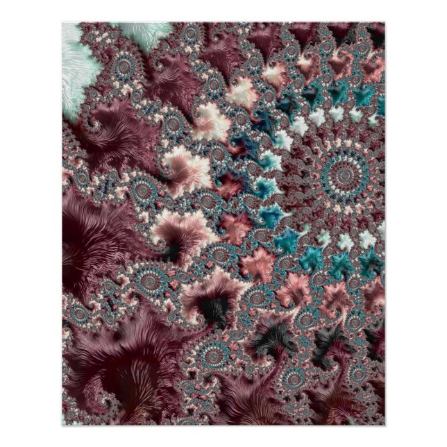 Poster Rétro Groovy Éclectique Bohémien Spirale Fractale (Devant)