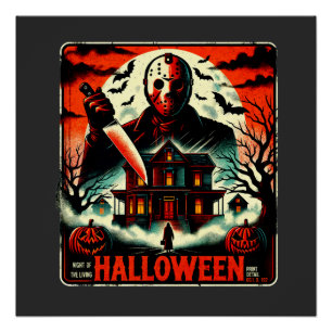 Poster Rétro Halloween Horror Night 80s Slasher Vibes