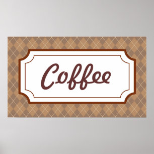 Poster Retro Kitchen Diner Coffee Sign Wall Art Po