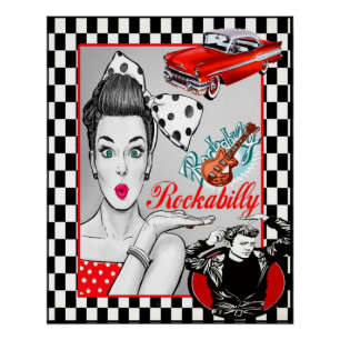 Poster Retro les années 50 Rockabilly