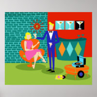Poster Retro Martini Couple