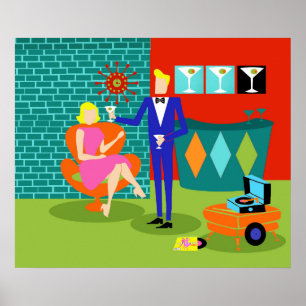 Poster Retro Martini Couple