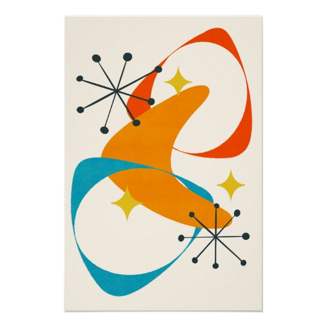 Poster Retro Mid Century Espace atomique Age Abstrait 20 (Devant)