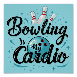 Poster Rétro Néon "Le Bowling Est Mon Cardio" Bowling Drô